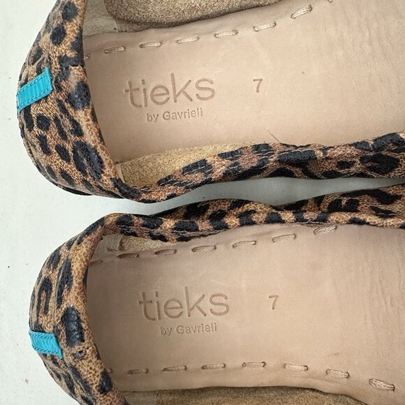 NEW Tieks by Garrieli Ballet Flats Leopard Leather Teal Soles Women 7 Flexible - Picture 2 of 8